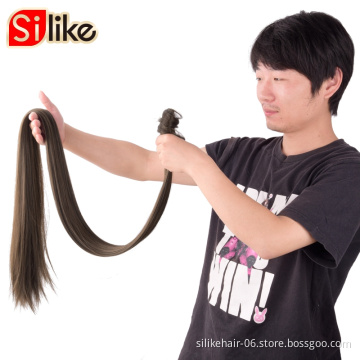51 Inch synthetic hair extension clip in Straight Hair Drawstring Ponytail Custom-made  Long Straight Wrap Around PonyTail Hair